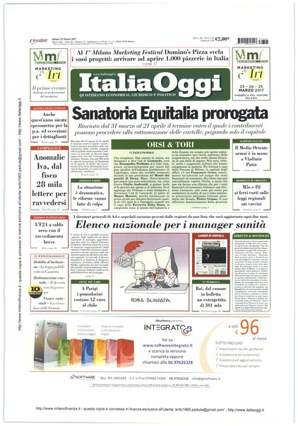 Italia oggi : quotidiano di economia finanza e politica